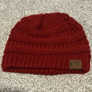 C.C. RED CABLE-KNIT BEANIE